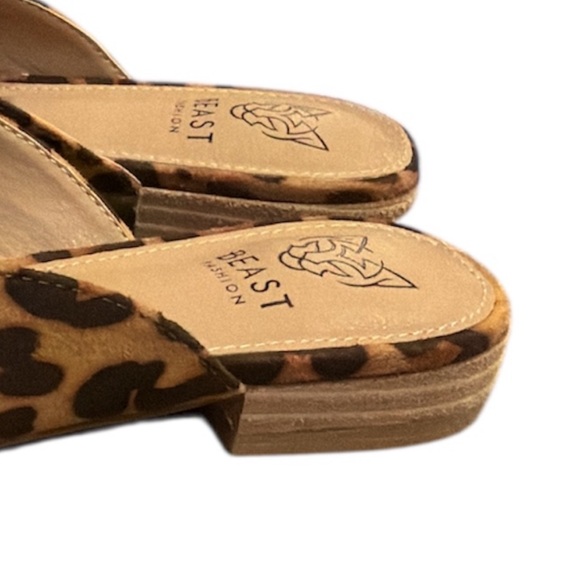Beast Fashion Leopard Print Mules Brown Black Size 7.5 Slip On Pointed Toe NEW - Picture 7 of 12